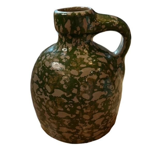 Beaumont Brothers Pottery BBP Jug Pitcher Sponge Ware Green Salt Glaze ‘96 4.5” - Picture 1 of 6